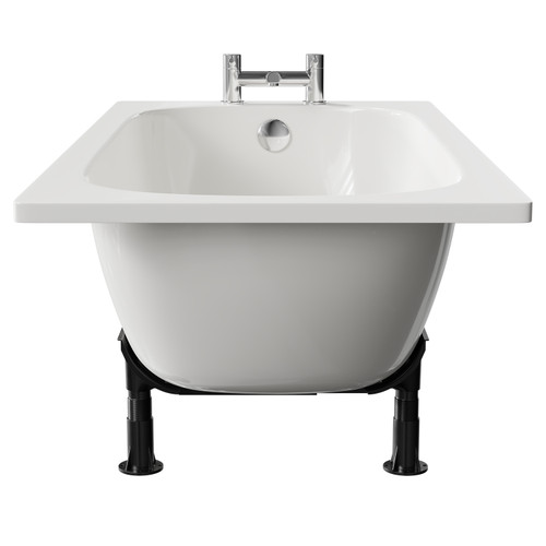 Cassia 1400mm x 700mm Straight Single Ended Steel Bath with 2 Tap Holes including Legs Side View