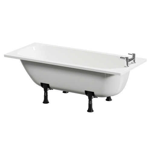 Cassia 1600mm x 700mm Straight Single Ended Steel Bath with 2 Tap Holes including Legs Right Hand View