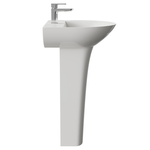 Jubilee 550mm Basin with 1 Tap Hole and Full Pedestal Side View