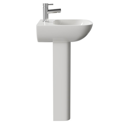 Kingston 545mm Basin with 1 Tap Hole and Full Pedestal Side View