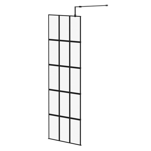 Colore Black Framed 1950mm x 700mm 8mm Walk In Glass Shower Screen including Support Bars and Feet Right Hand View