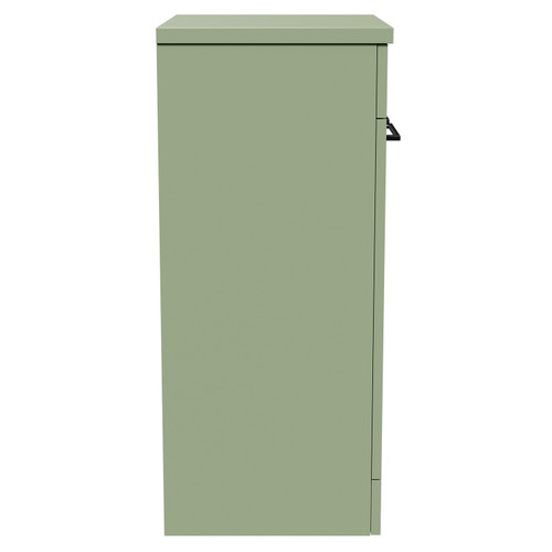 Napoli Olive Green 500mm Floor Standing Vanity Unit for Countertop Basins with 2 Doors and Gunmetal Grey Handles Side View