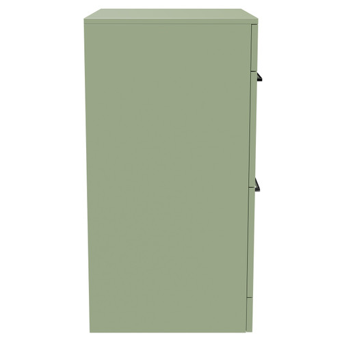 Napoli Olive Green 600mm Floor Standing Vanity Unit for Countertop Basins with 2 Drawers and Polished Chrome Handles Side View