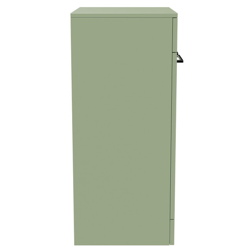 Napoli Olive Green 500mm Floor Standing Vanity Unit for Countertop Basins with 2 Doors and Polished Chrome Handles Side View