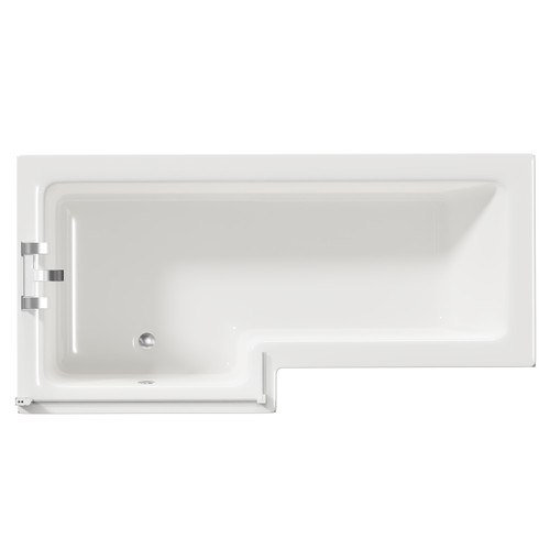 Loire 1700mm Left Hand L Shaped Shower Bath with Polished Chrome Bath Screen and Olive Green Front and End Bath Panels Top View