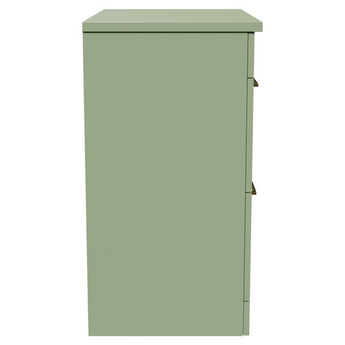 Napoli Olive Green 800mm Floor Standing Vanity Unit for Countertop Basins with 2 Drawers and Brushed Brass Handles Side View
