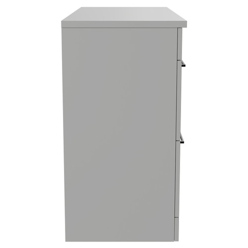 Napoli Gloss Grey Pearl 1200mm Floor Standing Vanity Unit for Countertop Basins with 4 Drawers and Gunmetal Grey Handles Side View