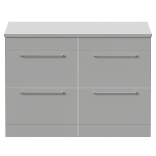 Napoli Gloss Grey Pearl 1200mm Floor Standing Vanity Unit for Countertop Basins with 4 Drawers and Polished Chrome Handles Front View