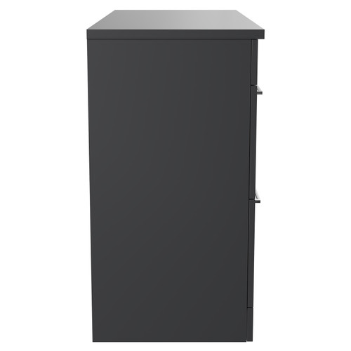 Napoli Gloss Grey 1200mm Floor Standing Vanity Unit for Countertop Basins with 4 Drawers and Polished Chrome Handles Side View