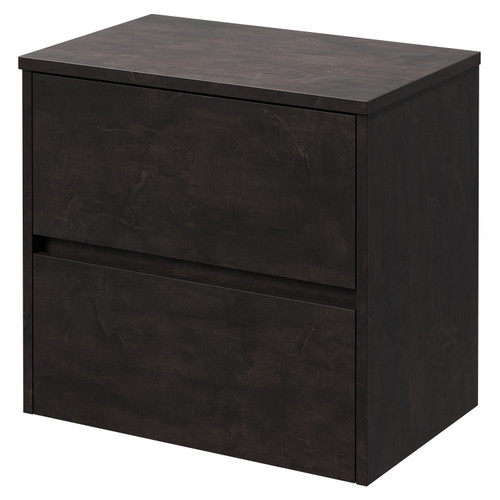 Montego Metallic Slate 600mm Wall Mounted Vanity Unit for Countertop Basins with 2 Drawers Right Hand View