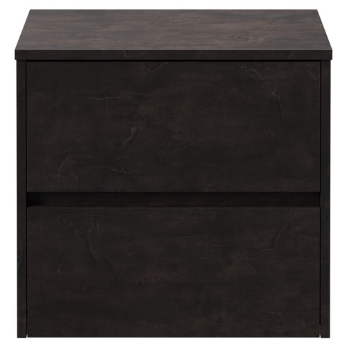 Montego Metallic Slate 600mm Wall Mounted Vanity Unit for Countertop Basins with 2 Drawers View from Front