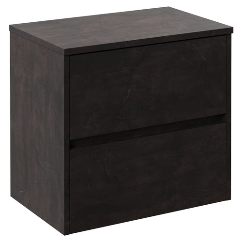 Montego Metallic Slate 600mm Wall Mounted Vanity Unit for Countertop Basins with 2 Drawers Left Hand View