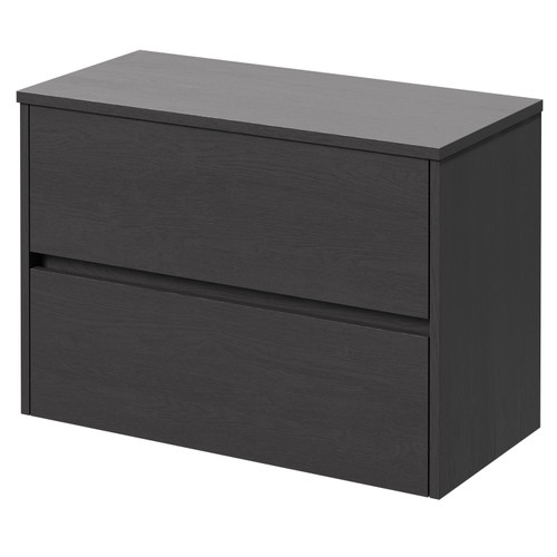 Montego Graphite Grey 800mm Wall Mounted Vanity Unit for Countertop Basins with 2 Drawers Right Hand View