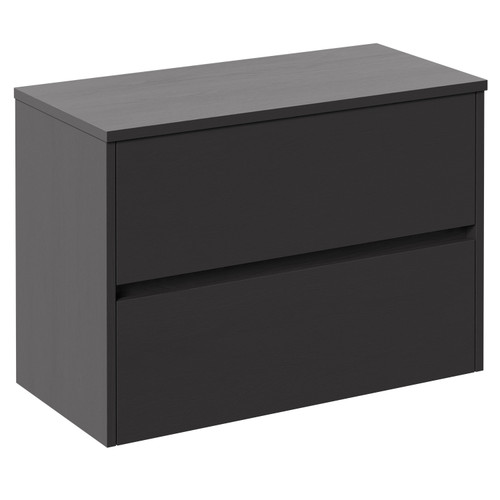 Montego Graphite Grey 800mm Wall Mounted Vanity Unit for Countertop Basins with 2 Drawers Left Hand View