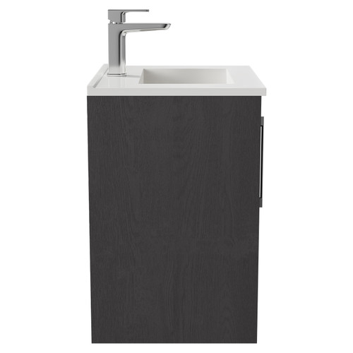 Horizon Graphite Grey 500mm Wall Mounted Vanity Unit with 1 Tap Hole Minimalist Basin and 2 Doors with Polished Chrome Handles Side View