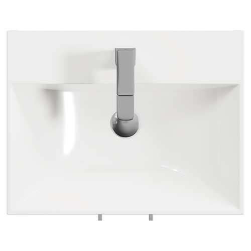 Horizon Metallic Slate 500mm Wall Mounted Vanity Unit with 1 Tap Hole Slim Edge Basin and 2 Doors with Polished Chrome Handles View from Top