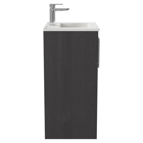 Horizon Graphite Grey 500mm Floor Standing Vanity Unit with 1 Tap Hole Minimalist Basin and 2 Doors with Polished Chrome Handles Side View