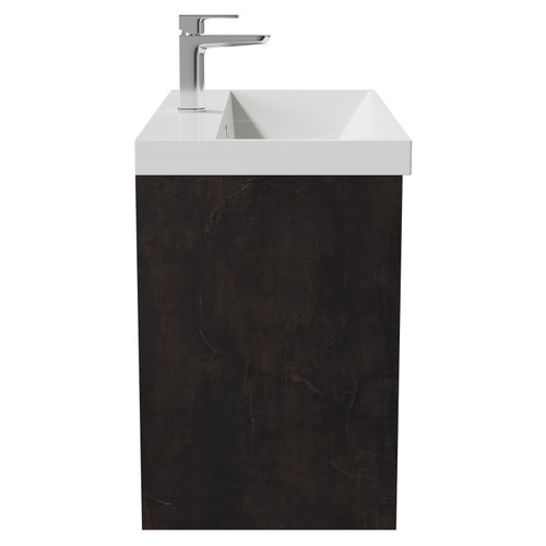 Montego Metallic Slate 800mm Wall Mounted Vanity Unit with 1 Tap Hole Slim Edge Basin and 2 Drawers View from Side