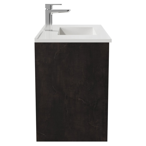 Montego Metallic Slate 800mm Wall Mounted Vanity Unit with 1 Tap Hole Minimalist Basin and 2 Drawers View from Side