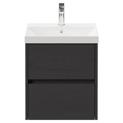 Montego Graphite Grey 500mm Wall Mounted Vanity Unit with 1 Tap Hole Slim Edge Basin and 2 Drawers Front View