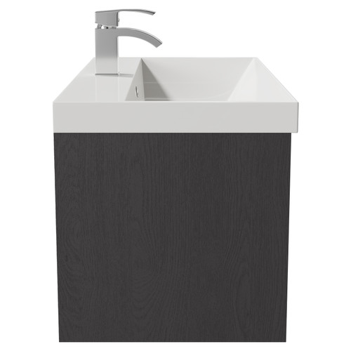 Horizon Graphite Grey 800mm Wall Mounted Vanity Unit with 1 Tap Hole Slim Edge Basin and Single Drawer with Polished Chrome Handle Side View