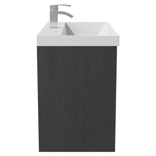Horizon Graphite Grey 800mm Wall Mounted Vanity Unit with 1 Tap Hole Slim Edge Basin and 2 Drawers with Polished Chrome Handles Side View