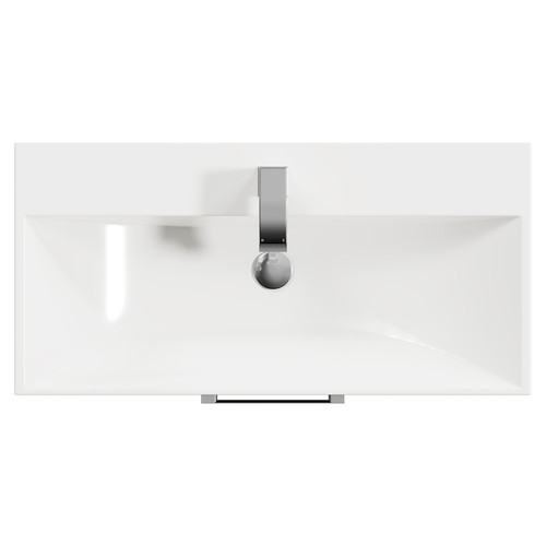 Horizon Graphite Grey 800mm Wall Mounted Vanity Unit with 1 Tap Hole Slim Edge Basin and 2 Drawers with Polished Chrome Handles Top View