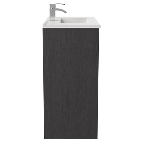 Horizon Graphite Grey 800mm Floor Standing Vanity Unit with 1 Tap Hole Minimalist Basin and 2 Doors with Polished Chrome Handles Side View