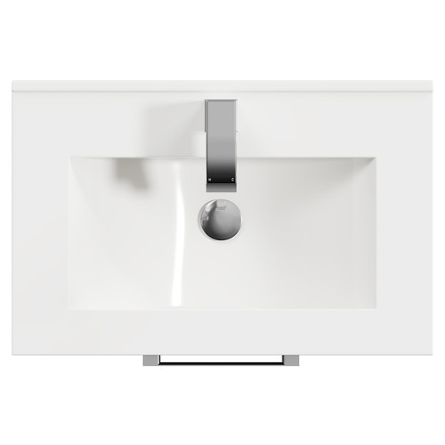 Horizon Graphite Grey 600mm Wall Mounted Vanity Unit with 1 Tap Hole Minimalist Basin and Single Drawer with Polished Chrome Handle Top View