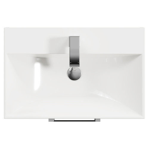 Horizon Graphite Grey 600mm Wall Mounted Vanity Unit with 1 Tap Hole Slim Edge Basin and 2 Drawers with Polished Chrome Handles Top View