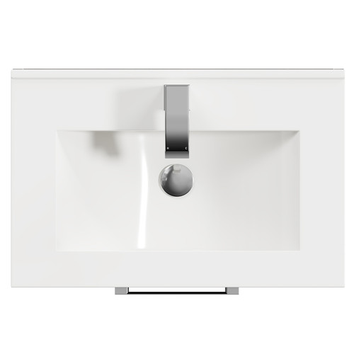 Horizon Metallic Slate 600mm Wall Mounted Vanity Unit with 1 Tap Hole Minimalist Basin and Single Drawer with Polished Chrome Handle View from Top