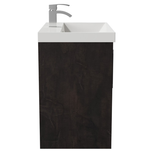 Horizon Metallic Slate 600mm Wall Mounted Vanity Unit with 1 Tap Hole Slim Edge Basin and 2 Doors with Polished Chrome Handles View from Side