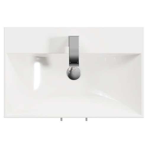 Horizon Metallic Slate 600mm Wall Mounted Vanity Unit with 1 Tap Hole Slim Edge Basin and 2 Doors with Polished Chrome Handles View from Top