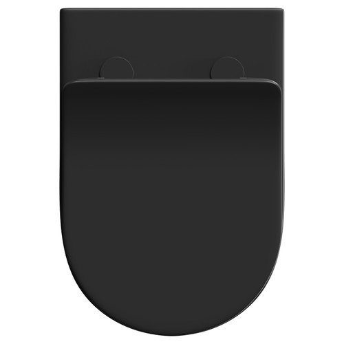 Colore Matt Black Back to Wall Toilet Pan with Soft Close Toilet Seat Top View