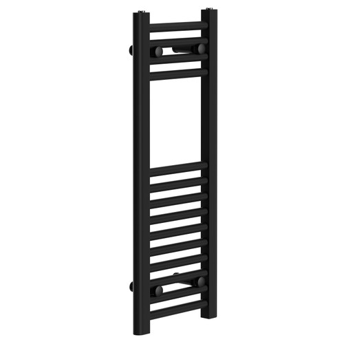 Colore Matt Black 800mm x 300mm Straight Heated Towel Rail Left Hand View