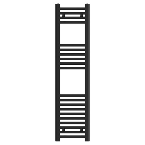 Colore Matt Black 1200mm x 300mm Straight Heated Towel Rail Front View