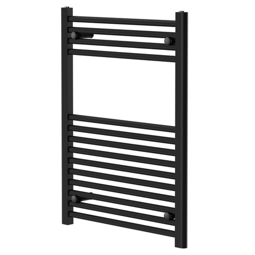 Colore Matt Black 800mm x 600mm Straight Heated Towel Rail Right Hand View