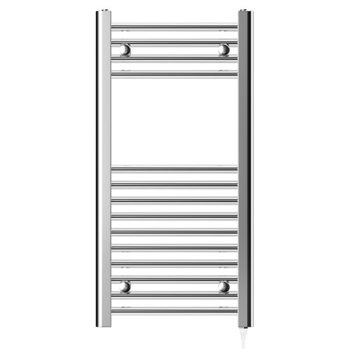 Pizarro Chrome 800mm x 400mm Straight Electric Heated Towel Rail Front View