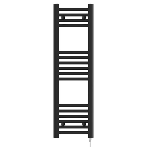 Colore Matt Black 1000mm x 300mm Straight Electric Heated Towel Rail Front View Colore Matt Black 1000mm x 300mm Straight Electric Heated Towel Rail Front View
