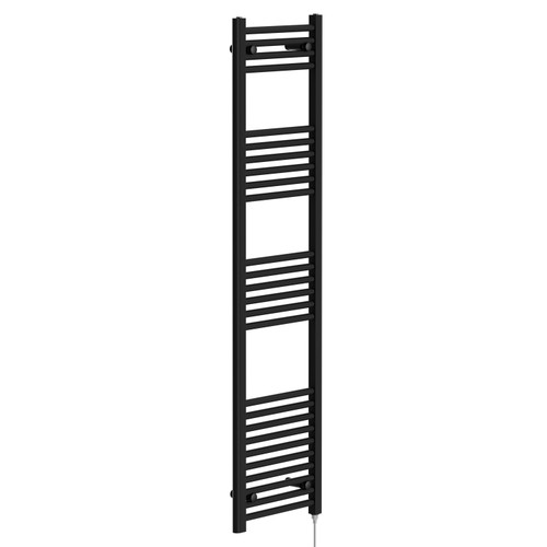 Colore Matt Black 1600mm x 400mm Straight Electric Heated Towel Rail Left Hand View