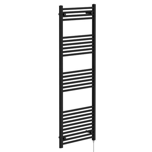 Colore Matt Black 1600mm x 600mm Straight Electric Heated Towel Rail Left Hand View Colore Matt Black 1600mm x 600mm Straight Electric Heated Towel Rail Left Hand View