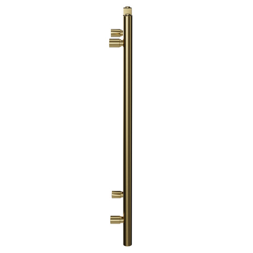 Colore Brushed Brass 800mm x 300mm Straight Electric Heated Towel Rail Side View