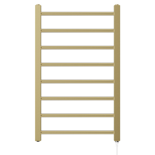 Cohen Brushed Brass 800mm x 500mm Straight Electric Heated Towel Rail Front View