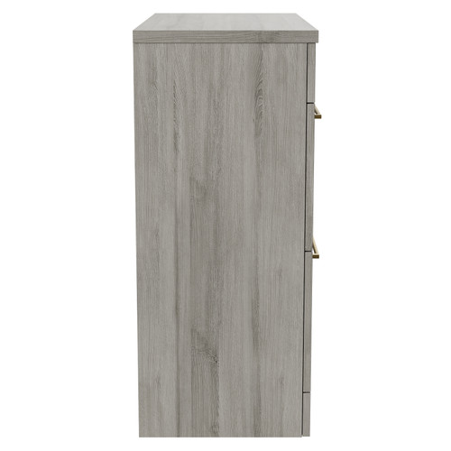 Napoli 390 Molina Ash 800mm Floor Standing Vanity Unit for Countertop Basins with 2 Drawers and Brushed Brass Handles Side View