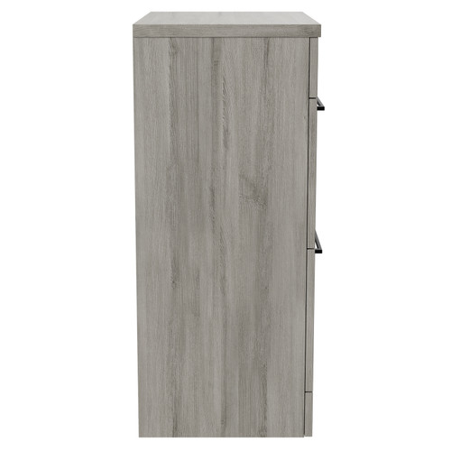 Napoli 390 Molina Ash 600mm Floor Standing Vanity Unit for Countertop Basins with 2 Drawers and Matt Black Handles Side View