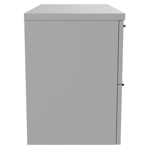 Napoli 390 Gloss Grey Pearl 800mm Wall Mounted Vanity Unit for Countertop Basins with 2 Drawers and Polished Chrome Handles Side View