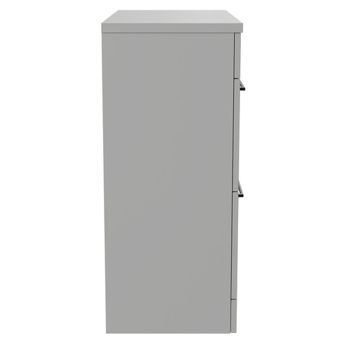 Napoli 390 Gloss Grey Pearl 800mm Floor Standing Vanity Unit for Countertop Basins with 2 Drawers and Gunmetal Grey Handles Side View