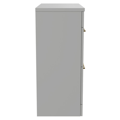 Napoli 390 Gloss Grey Pearl 800mm Floor Standing Vanity Unit for Countertop Basins with 2 Drawers and Brushed Brass Handles Side View