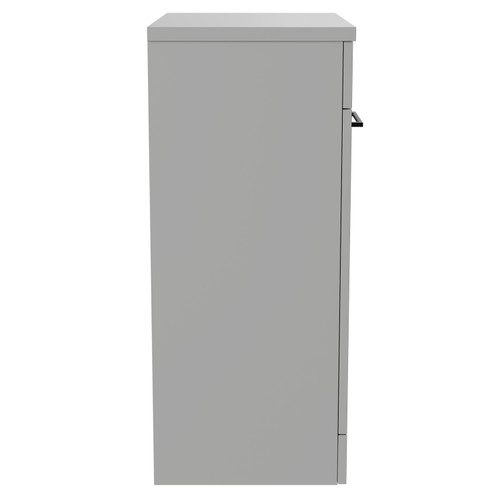 Napoli 390 Gloss Grey Pearl 600mm Floor Standing Vanity Unit for Countertop Basins with 2 Doors and Matt Black Handles Side View