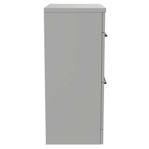 Napoli 390 Gloss Grey Pearl 600mm Floor Standing Vanity Unit for Countertop Basins with 2 Drawers and Gunmetal Grey Handles Side View